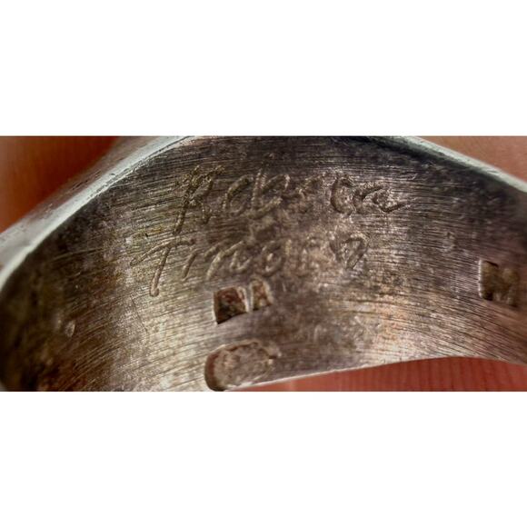 Vintage 50s Taxco Eagle Mark Sterling Silver Modernist Saddle Ring - Picture 5 of 8